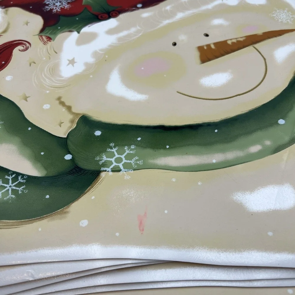 Vinyl‎ Snowman Placemats, Franco, Set of 6, Christmas,  Vintage